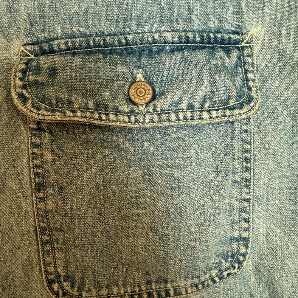 Rare 1993 Vintage RRL Ralph Lauren 3 Star Denim Work Shirt Men’s XL - Picture 6 of 7